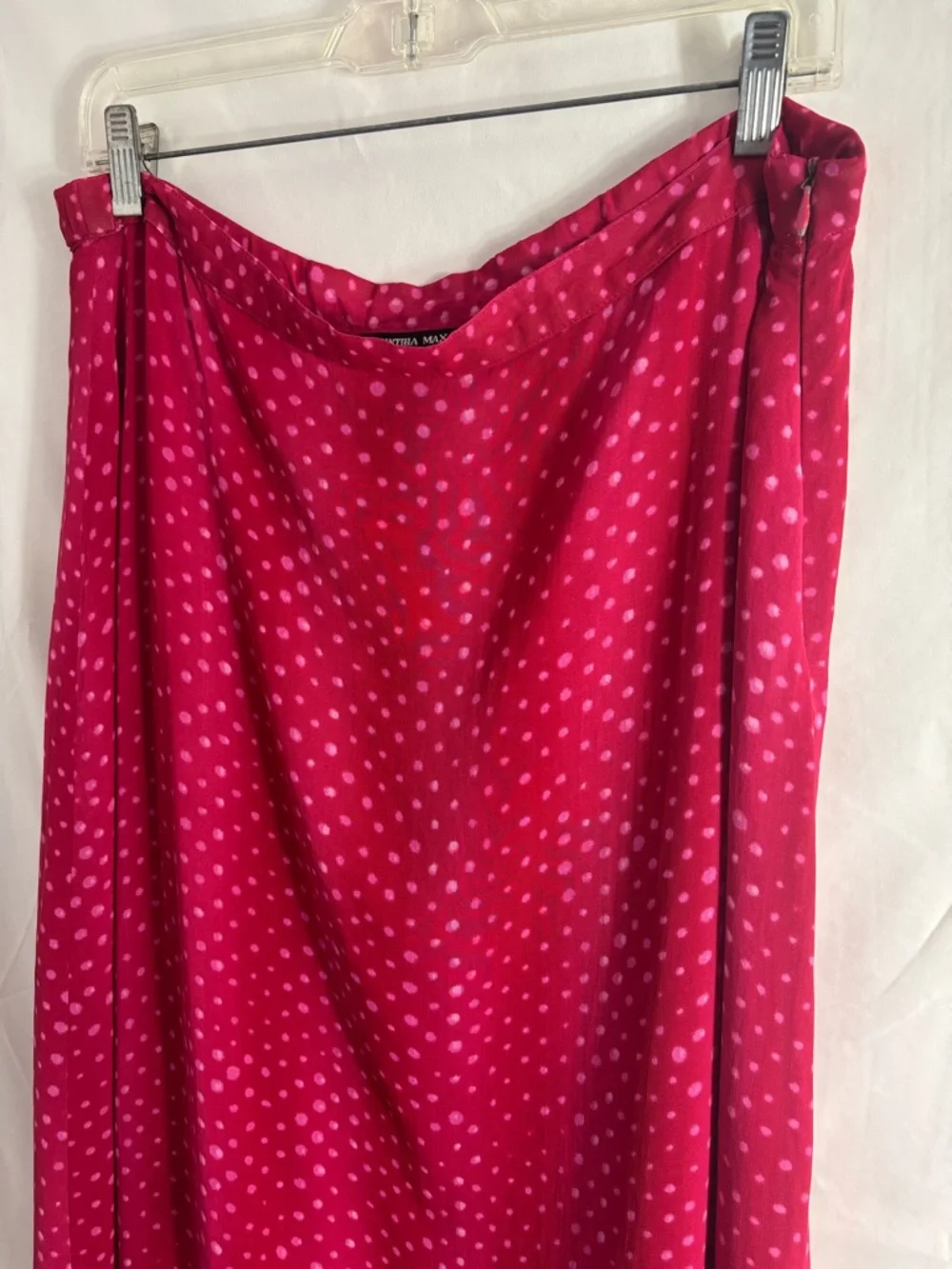 VTG‎ Fuschia Polka Dot Boho Funky Romantic Maxi Skirt Size L